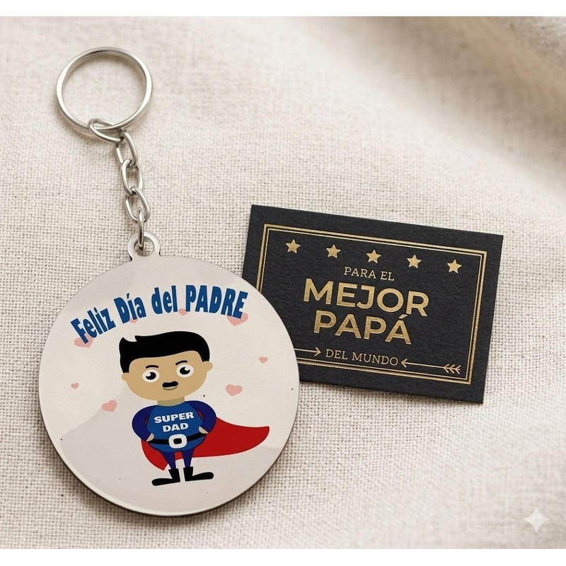 Genérico Llaveros del Día del Padre, Madera y Metal, Multicolor,