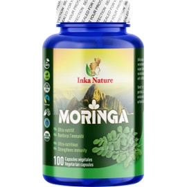 Inka Nature INKA NATURE Moringa, 100 Vegetarian Capsules - Ultra-Nutritious, Non-GMO - Strengthens Immunity with Pure Moringa Leaf - Organic Ingredients - Vegan Certified - Natural Supplement for Health