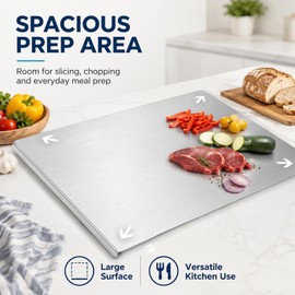KANT Stainless Steel Workstation Cutting Board, Food Grade Large Metal Chopping Board for Kitchen Countertop, For Meat, Fruits, Vegetables, Bread and Baking，40 * 50/15.75" × 19.69"