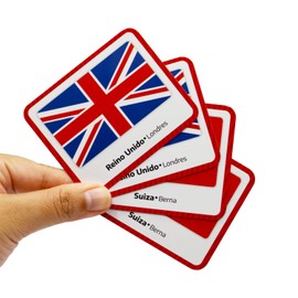 Menique. Juego de Memoria de Banderas de Europa. Bandera, país y Capital. 50 Pares de países.