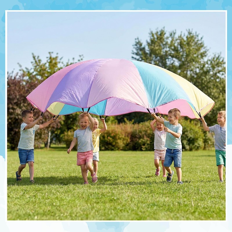 Arrowbash 1 Pcs Kids Play Parachute 6 ft Rainbow Pastel