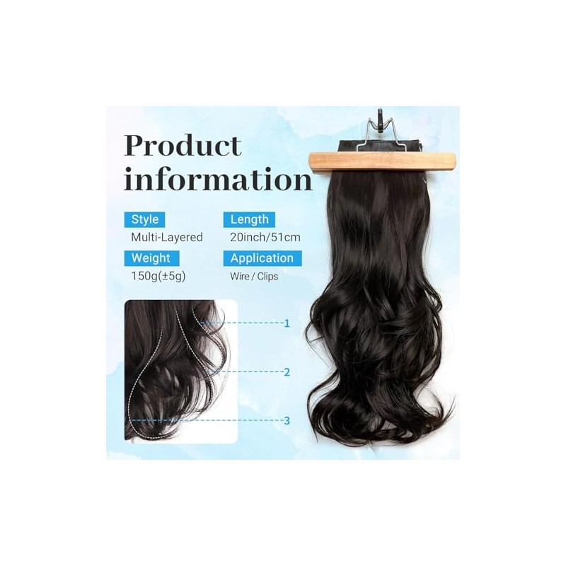 Extensiones de Cabello Natural Ondulado, Extensión de Liga