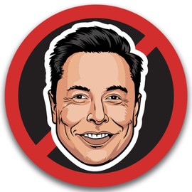 Magnet Me Up No Elon Face Magnetic Decal – Funny Anti-Billionaire Car Magnet, Political Satire Fridge Decor, 5-Inch Round UV-Printed Vinyl, Weatherproof & Durable, Made in USA