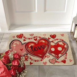 Artoid Mode Beads Love Heart Valentines Day Doormat, Home Decor Low-Profile Switch Rug Door Mat for Indoor Outdoor 17x29 Inch