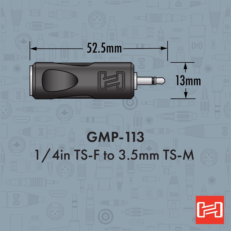 Hosa GMP-113 Adaptor, 1/4 Inch TS to 3.5 mm TS