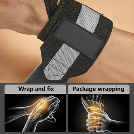 LUVILS® Handgelenkbandagen für Fitnessstudio Fitness – verstellbare Handgelenkbandagen zum Gewichtheben, Crossfit, Bodybuilding – Handgelenkstütze für Herren und Damen (Schwarz und Grau)
