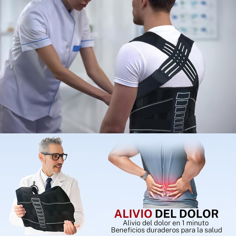 Corrector de Postura para Hombres y Mujeres,Corrector de Espalda,Tamaño Ajustable,Transpirable,Corrección