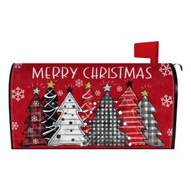Christmas Tree Mailbox Cover 21x18 Inch, Merry Christmas Post Letter Box Covers, Holiday Xmas Magnetic Waterproof Mail Wraps for Outdoor Yard Garden Standard Mailbox Decor