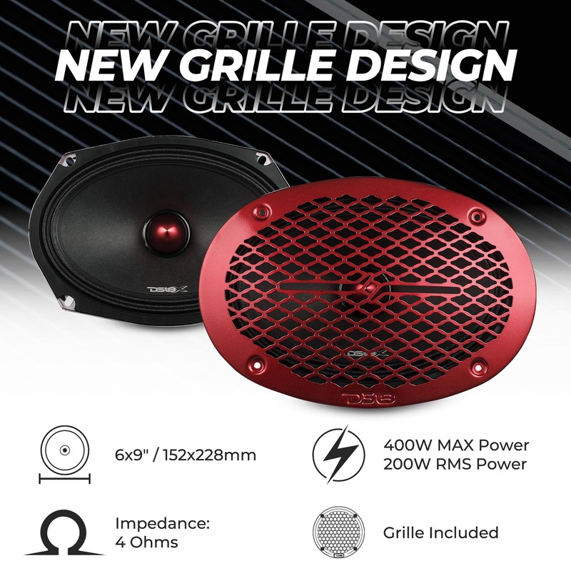 DS18 PRO-X694 BM Loudspeaker - 6x9, Midrange, Red Aluminum Bullet,