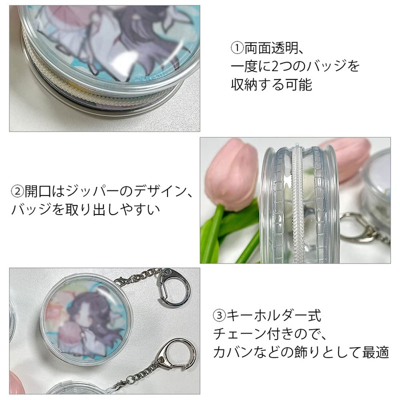 YUYAKESHI Can Badge Cover, Pain Bag, Transparent, Can Batch, Double-Sided