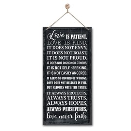 1 Corinthians 13:4-8 Inspirational Hanging Wood Decor Sign, Printed Wood Sign, Love is Patient, Love is Kind Quote, Hanging Bible Verses Wood Wall Sign, Rustic Home Decor Sign, Christian Gift A1