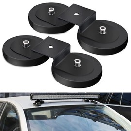 Nilight 2PCS Magnetic Base Light Bar Mounts, Universal Fit Strong Sucker Holder W/Rubber Boot for LED Pod Work Light Auxiliary Driving Lamp on Roof Hood of Off Road Truck SUV Jeep, 2 Years Warranty