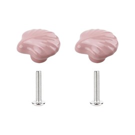 FSSTUD 2 Pcs Seashell Cabinet Knobs Ceramic Dresser Knobs Drawer Pull Knobs Small Vanity Knobs Kids Closet Door Knobs Cute Cabinet Pull Handles with 2 Pcs Screws