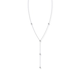 PAVOI Rhodium Plated Lariat Station Necklace for Women | Simulated Diamond Chain Necklace | Cubic Zirconia Necklace