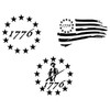 1776 Decals: 1776 Stars, Seventeen Seventy-Six Stars Minute Man, 1776