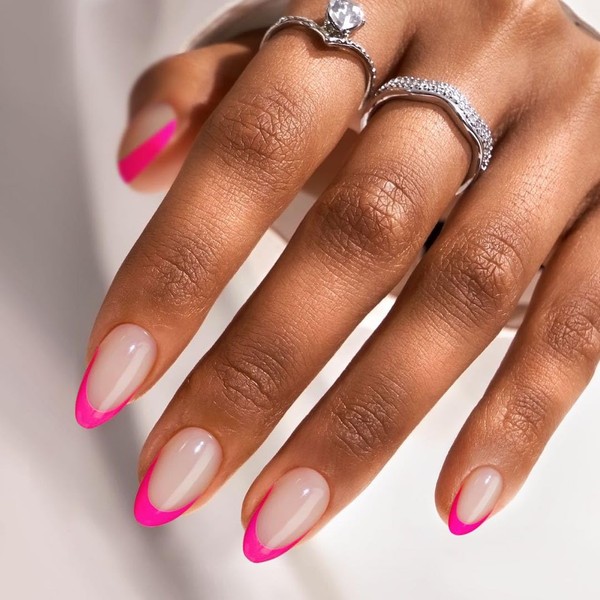BTArtbox French Tip Press On Nails Almond - BTArtbox Hot
