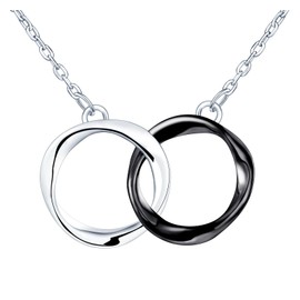 Feilok infinite Pendant Necklaces for Women circle Choker 925 Sterling Silver Necklaces for Women Girls