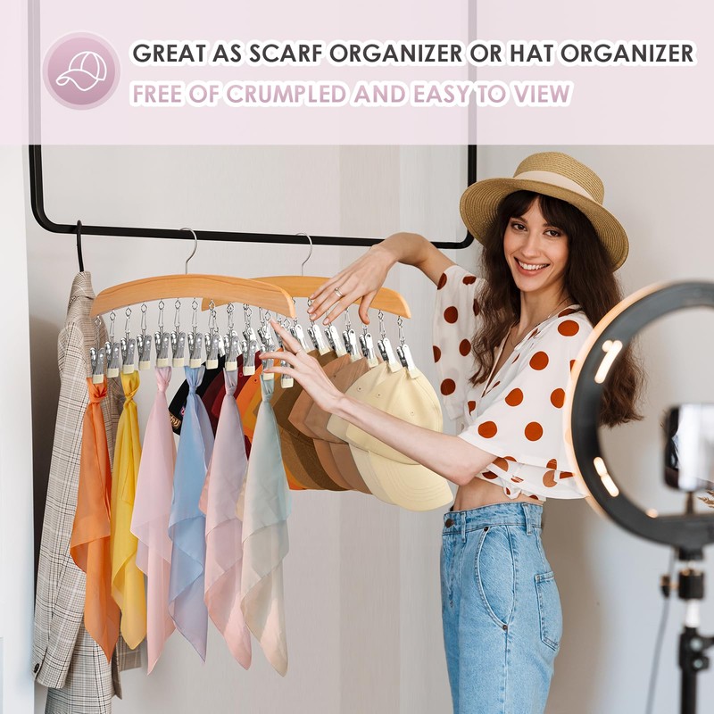 MEILIDY Leggings Hangers, Wooden Closet Hanging Leggings Storage Organizer Scarf