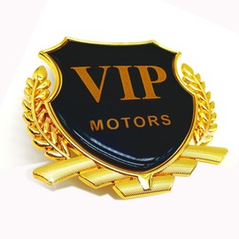 3D VIP Metal Emblem Sticker for Car, Auto Car Emblem Decal Decoration, Car Decoration VIP Badge Decals Fit for Cars Bumper Window Laptop Luggage Car Accessories (Gold)