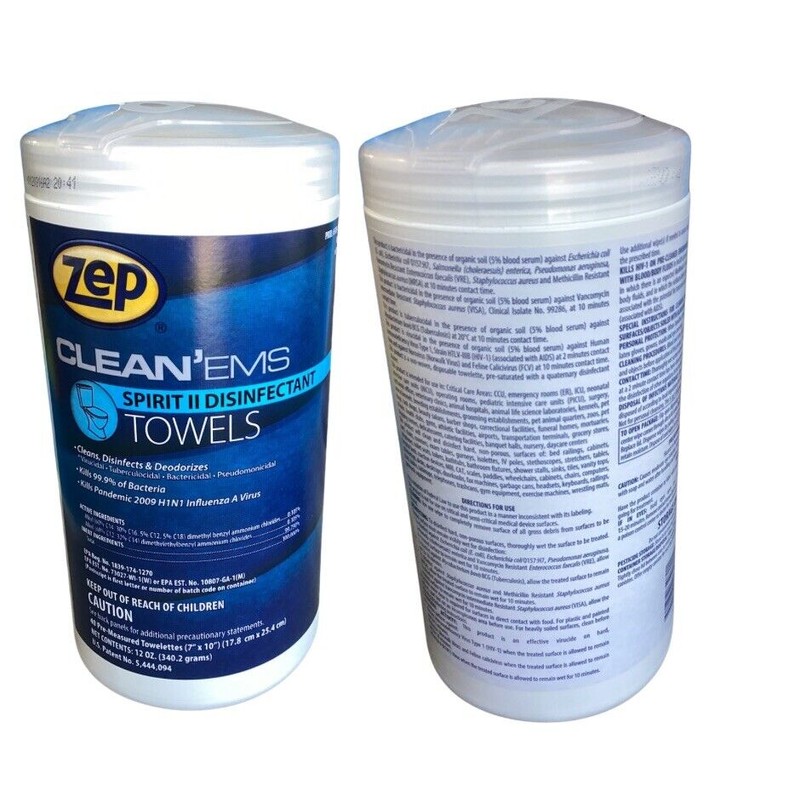 ZEP 3 Pack-Zep Cleaning Towels, 7"x10" Wipe Spirit II Disinfectant