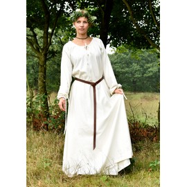 Battle-Merchant Medieval Dress Ana Women's Viking Costume Long Sleeve Floor Length Cotton LARP Garment (3XL, Natural)