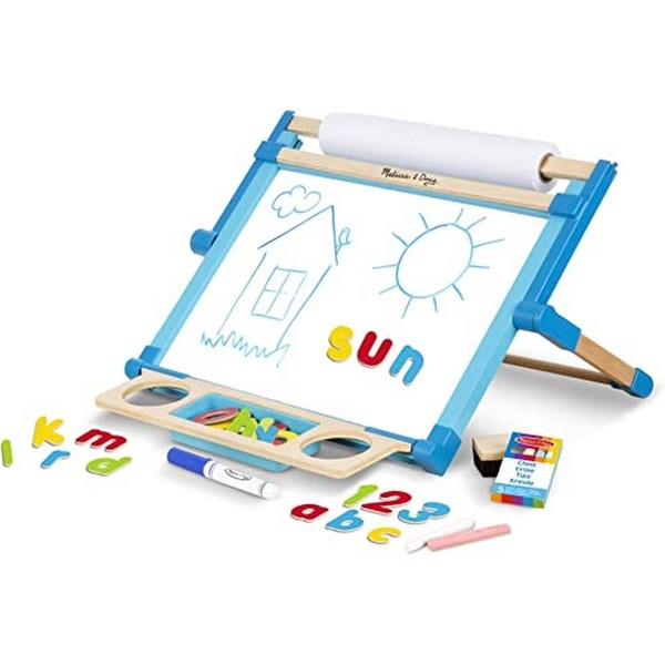 Melissa & Doug Wooden Double-Sided Tabletop Easel, Arts, Crafts, Pretend Play, 3+, Multicolor, 44.45 cm H x 52.705 cm W x 6.985 cm L