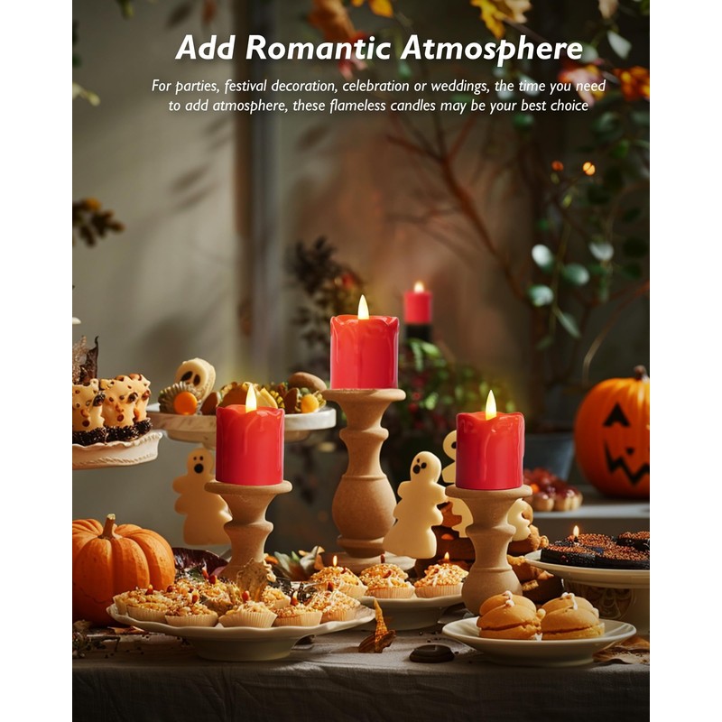 Homemory 6Pack 2" x 2" Red LED Votive Candles with