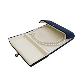 Dark Blue Velvet Banquet Large Necklace Gift Box Packaging Premium Grade Velvet Unique Style Hard Shell Button Tight Large Room Inside Fine Exhibition Gift for Her (Jewelry not included)