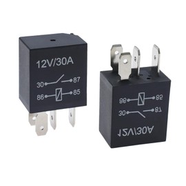 getfay Pack-2 Four-pin Car Motor Relay Replacement, DC 12V 30A Multi-Functional Vehicle Starting Relay, Metal Contacts Design, Universal Durable Automotive Repair Accessory for Truck SUV Car (Black)