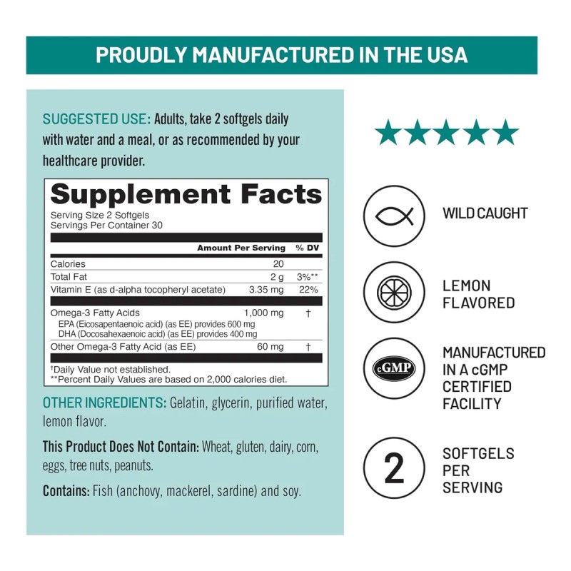 Omega 3 + Vitamina E Premium Epa Dha Fish Oil