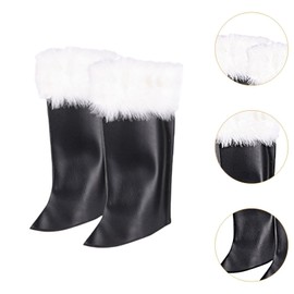 Perfeclan Christmas Santa Boot Covers PU Leather Santa Boot Top Covers for Men Dress up