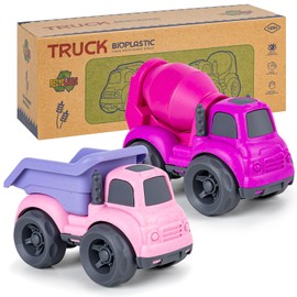 Cicili Truck Toy from 1 Year, Sustainable Organic Plastic Children's Set from 2 Years, Sandpit Car for Toddlers, Girls, Sandpit Toy, Small Vehicles (Pink)
