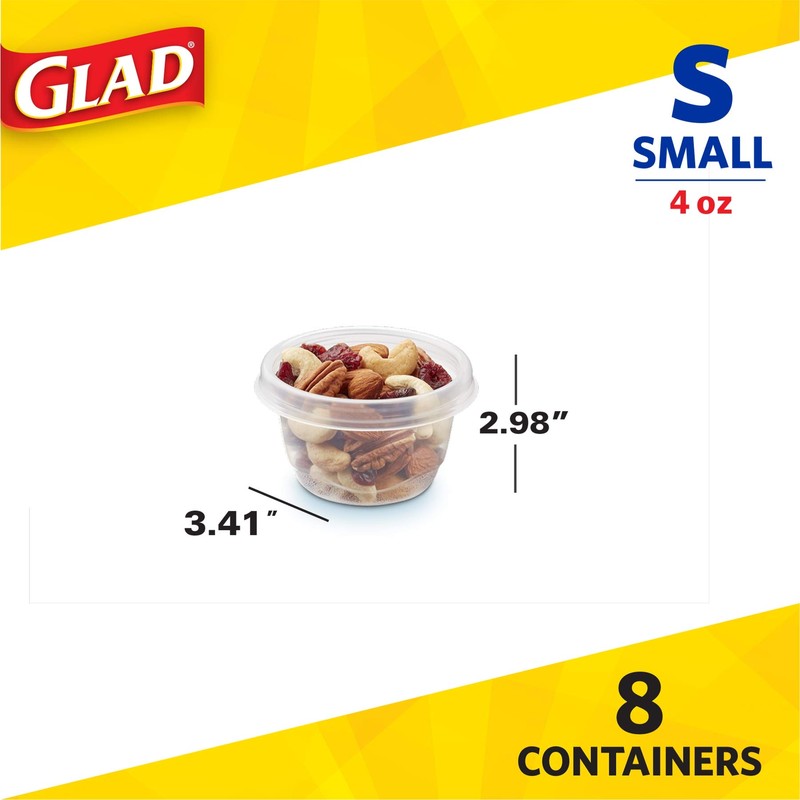 Glad Food Storage Containers, Mini Round (4 Oz) | Small