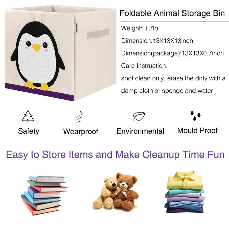 CLCROBD Foldable Animal Cube Storage Bins Fabric Toy Box/Chest/Organizer for