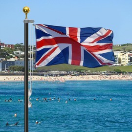 IGTOPS Flagpole Accessory Set, Flagpole Repair Kit, Flagpole Repair Parts Including Ball, Rope, Carabiner, Cleat, Topper Made of Aluminium with Pulley, Flag Parts, Gold