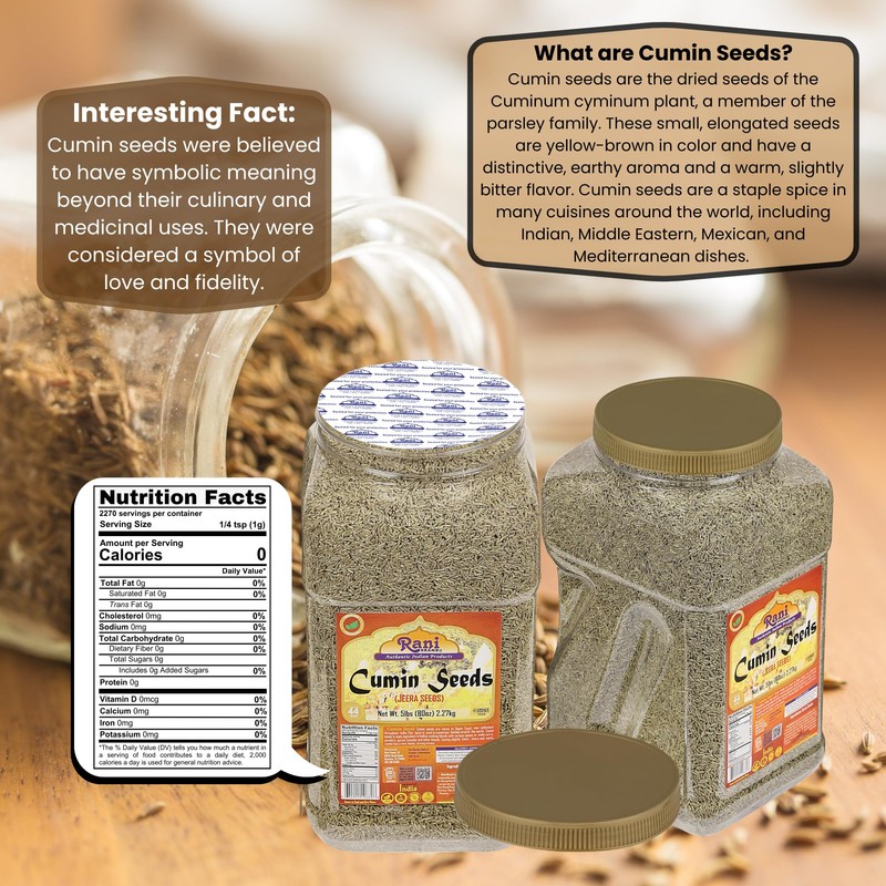 Rani Cumin Seeds Whole (Jeera) Spice 80oz (5lbs) 2.27kg Bulk