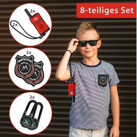 Monte Stivo® Walkie Talkie Children's 8-Piece Set with Compass & Badge Gifts Children Outdoor Toy for Boys and Girls