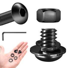 1/4-20 Bolt, 1/4 x 3/8 Button Head Socket Cap Bolts Screws, Fully Threaded Assorted Screws Nuts and Bolts, Black Oxide 1/4 20 Stainless Steel Bolts (20 Sets) by Marysino