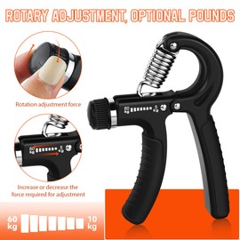 2 Pcs Hand Grip Strengthener Exerciser Hand Workout Squeezer, Adjustable Resistance 11-132 lbs Forearm Exerciser (5-60kg), Finger Stretcher for Home Gym Athlete Muscle Building and Hand Rehabilitation Exercising (Black)