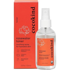Rosewater Facial Toner by Cocokind, Multipurpose Spray to Set Makeup, Double Cleanse, and Balance Skins pH, Made with Rose Hydrosol, 4 Fl Oz