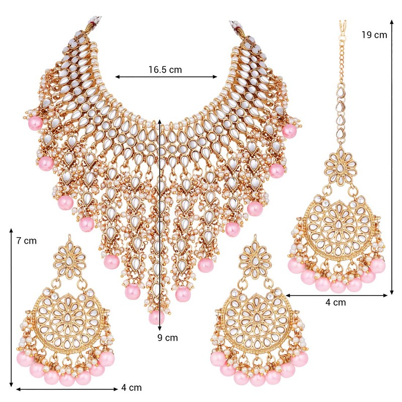 Aheli elegante boda india desgaste imitación Kundan tachonado gargantilla collar