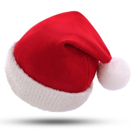 KONVINIT Baby Santa Hat Knitted Toddler Christmas Hat Red Soft Warm Elastic Small Santa Claus Hat for Kids/Boy/Girl,2-5 yeas old, Red 110