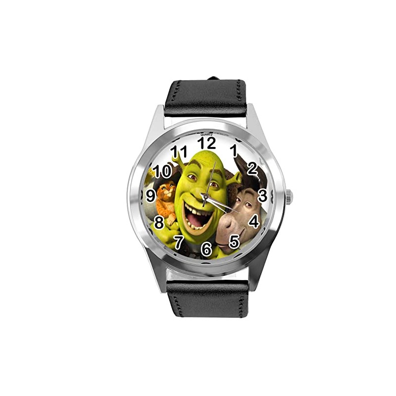Black Leather Round Watch for Ogre Fans, black, Strap