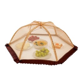 Food Nets for Outdoors,Fruit Cover Against Fruit Flies,Picnic Food Covers Mesh Reusable Collapsible for Picnics,Outdoor Camping, BBQ Accessories Kitchen & Dining (Brown Edge, 24")