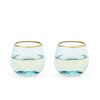 Twine Aqua Bubble Stemless Wine Glass Set, 12 oz, Blue