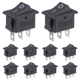 VEXUNGA Pack of 10 Toggle Switch 3-Pin Rocker Switch On/Off Switch 6A 250VAC 10A 125VAC Black Built-in Switch Embedded Rectangle On Off 2 Position 3Pin Boot Switch