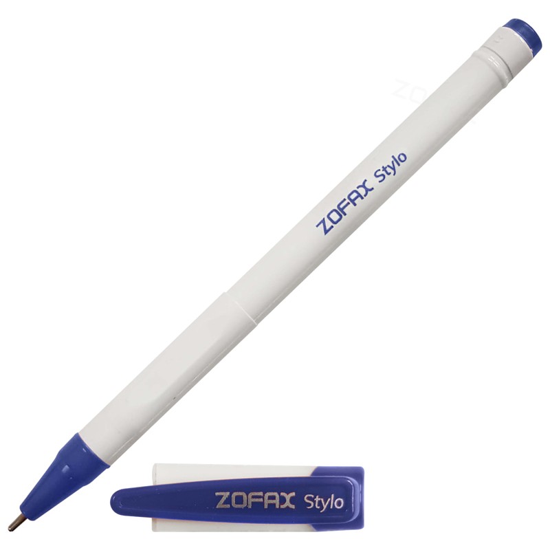 ZOFAX Stylo Ballpoint Pens, BLUE, Medium Point (1.0mm), Pack of