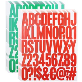 8 Sheets Letter Number Stickers, 2 Inch Vinyl Alphabet Stickers, Self-Adhesive Punctuation Letter Number Stickers for Mailbox, Scrapbooking, Decoration, Craft, Arts, DIY, Decor- Red & Green