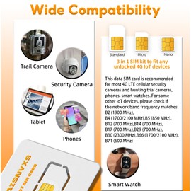 KAISNVXS 4G LTE Cellular Data SIM Card for 30 Days 5GB Compatible with USA Nationwide Networks for Security Cameras, Hunting Trail Cameras, Game Cameras, Tablets, Unlocked IoT Device,Plug and Play