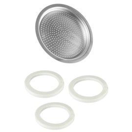Univen 64 mm Espresso Filter and Gasket Seals Compatible with Bialetti 6 Cup Aluminum Espresso Makers